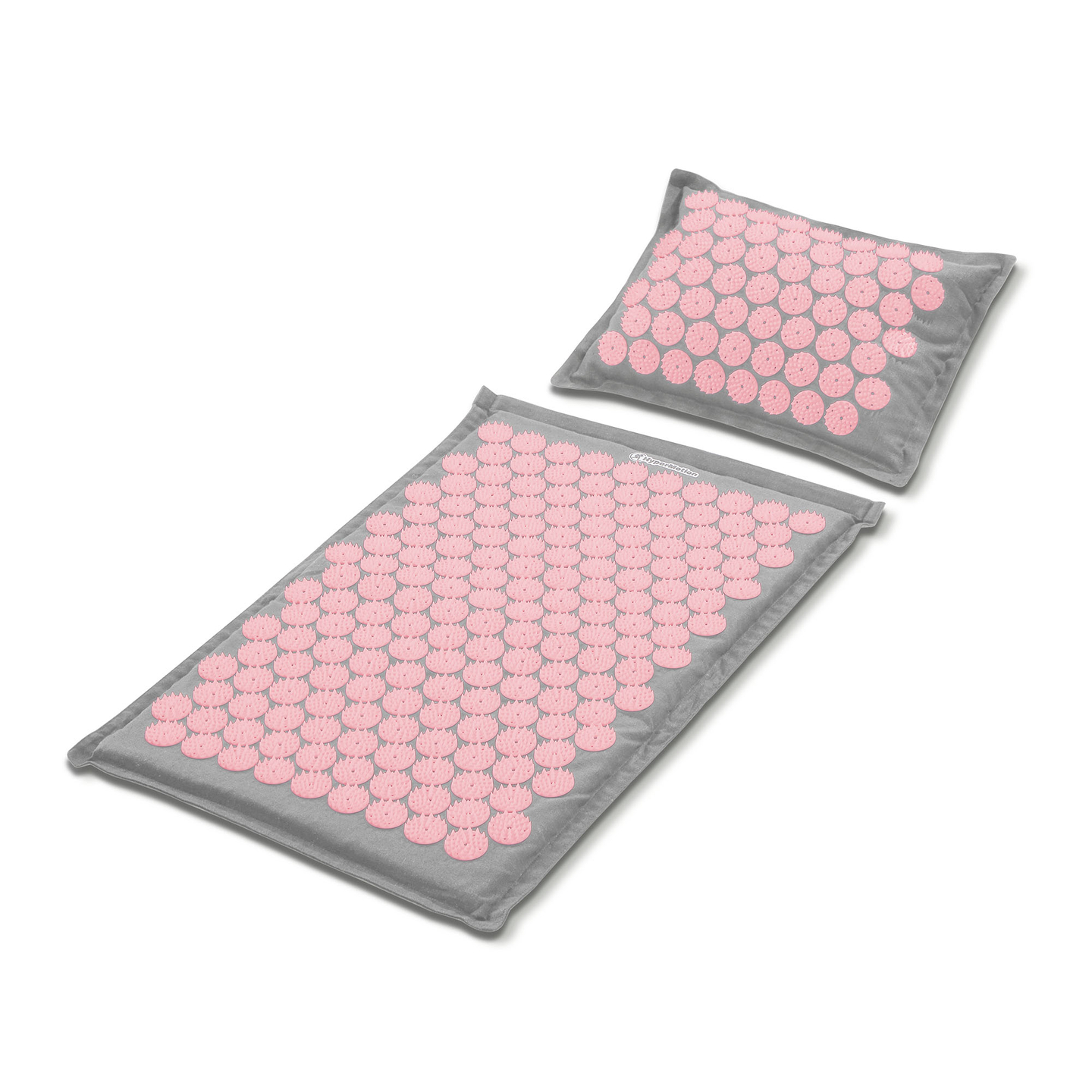 ECO akupressurmåtte i hør med kokosfibre og boghvedepude – 68 cm HyperMotion grå og pink