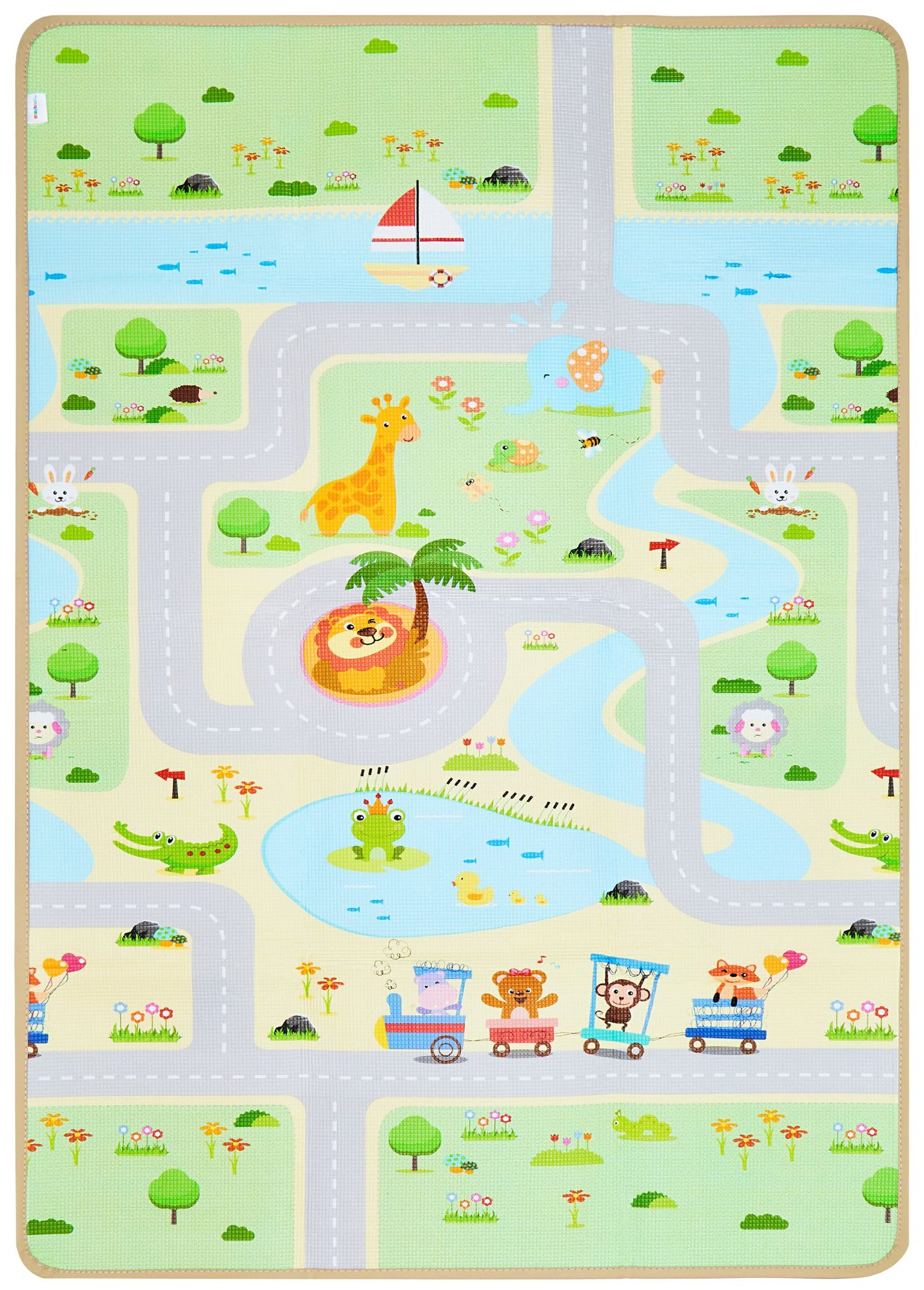 Dobbeltsidet skummåtte - skov på en bakke / solskinsby