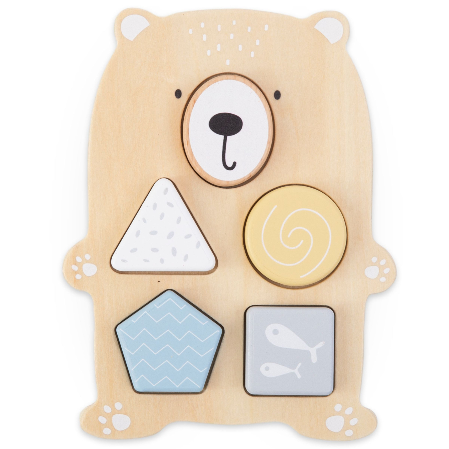 Sæt med trælegetøj - farverig sammenfletning, sælpyramide, bamsesorterer