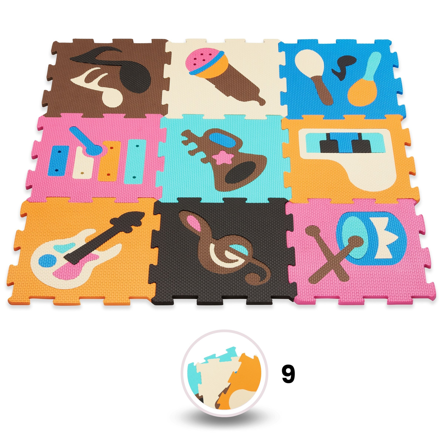 Pædagogisk puslespilsmåtte af skum 90 x 90 x 1 cm - EVA-skum - design: instrumenter