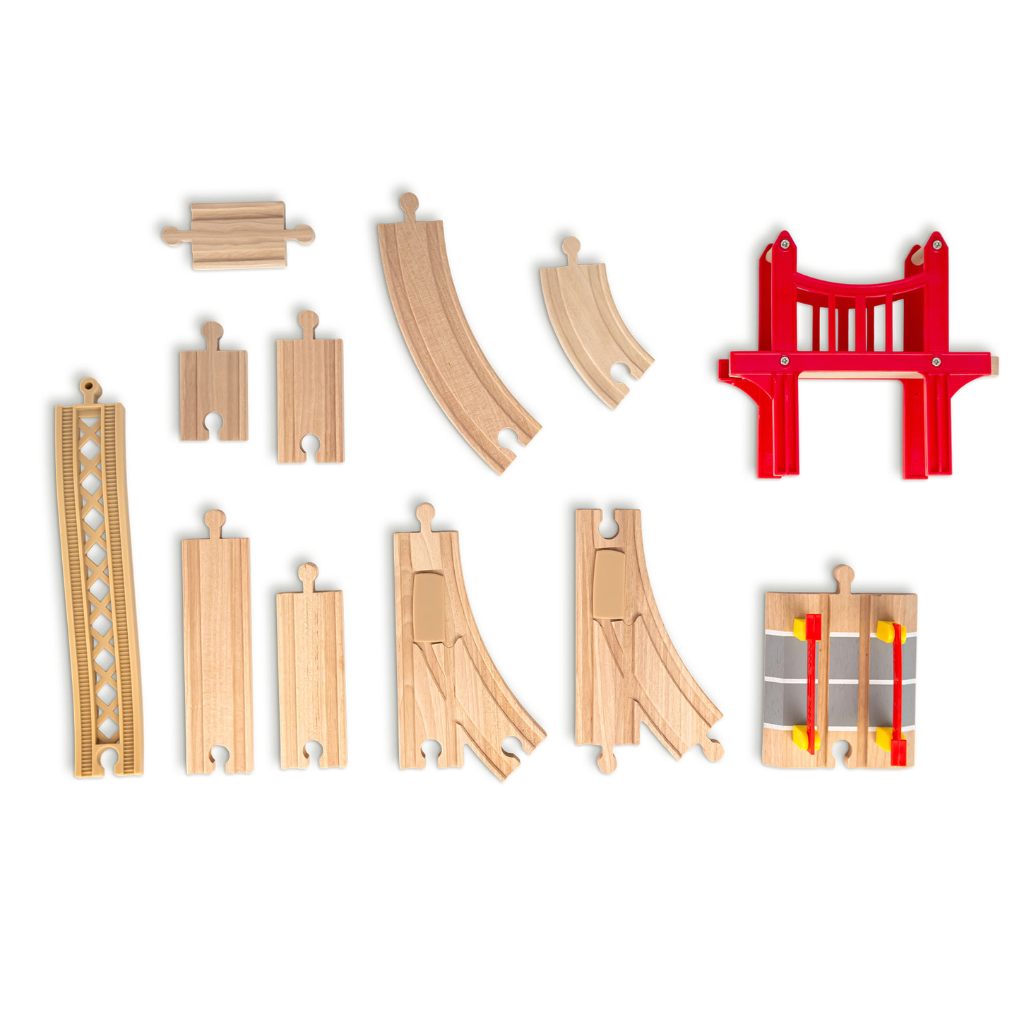 Træbane med elektrisk tog - flyttekran, skib, broer