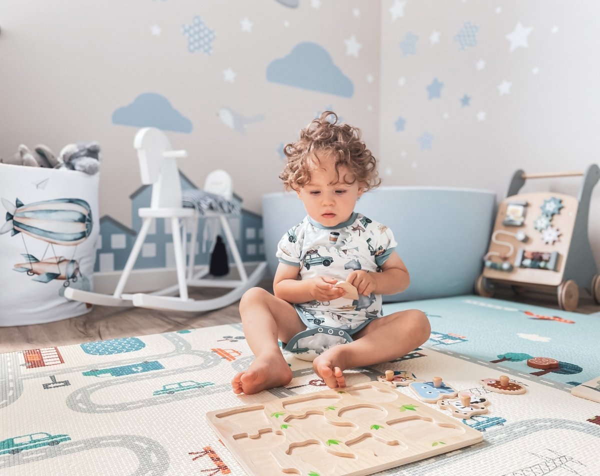 Dobbeltsidet skummåtte XXL - rulle 2 CM (vej og zigzags)