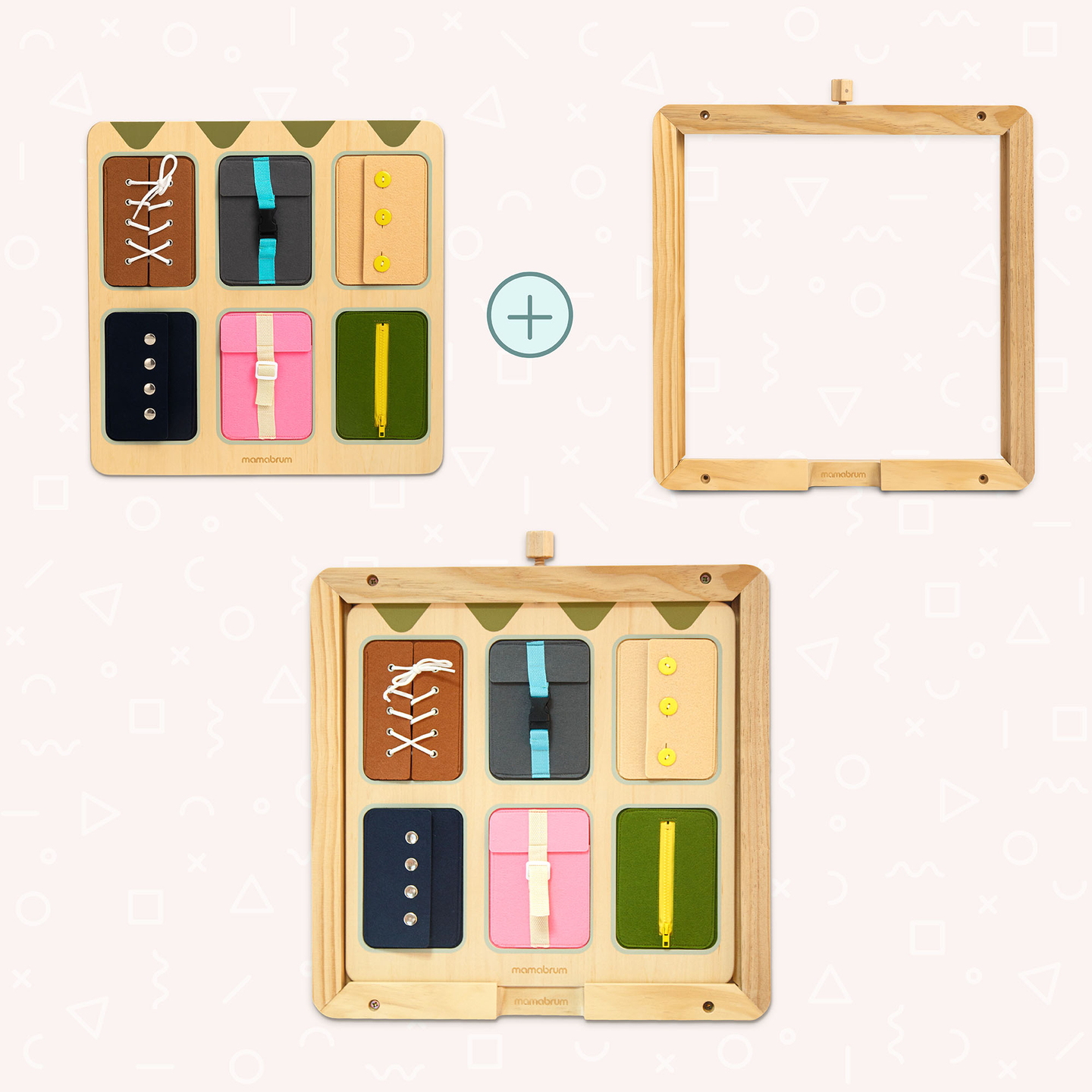 Montessori manipulationsbræt i træ – Sensorisk læring af uafhængighed – snørebånd, spænder, knapper, tryklåse, lynlås