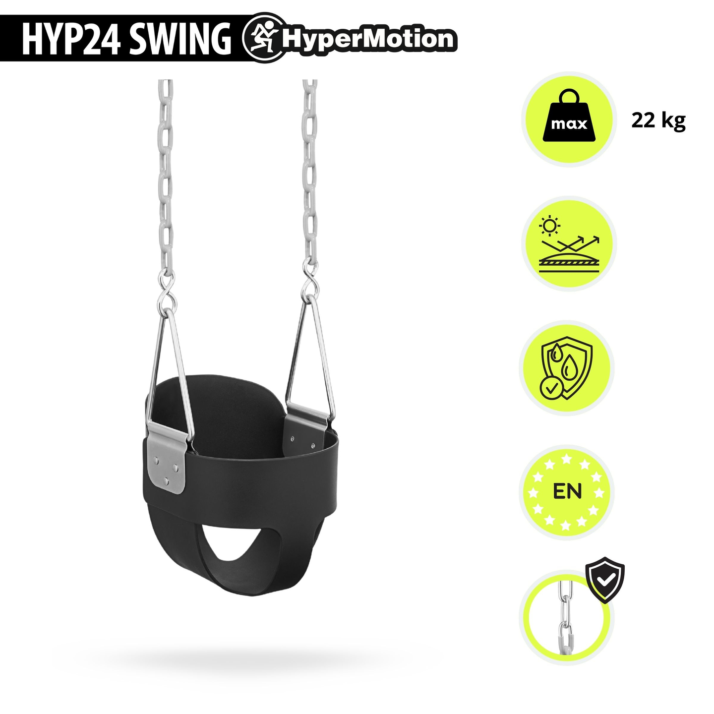 HyperMotion kædegynge til småbørn med højt ryglæn