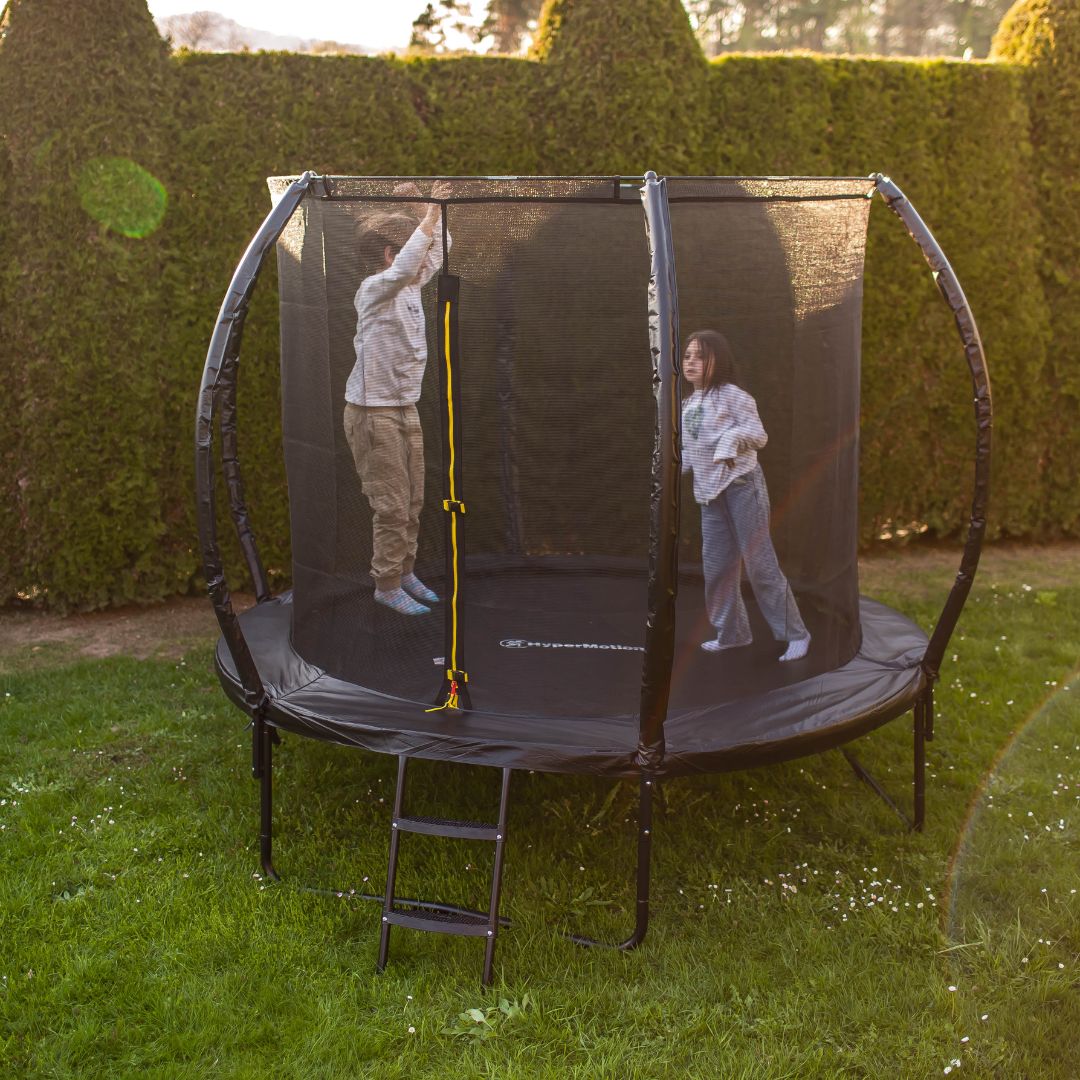 HyperMotion børnehavetrampolin - 244 cm 8FT - med stige og indvendigt net - til hjem og have