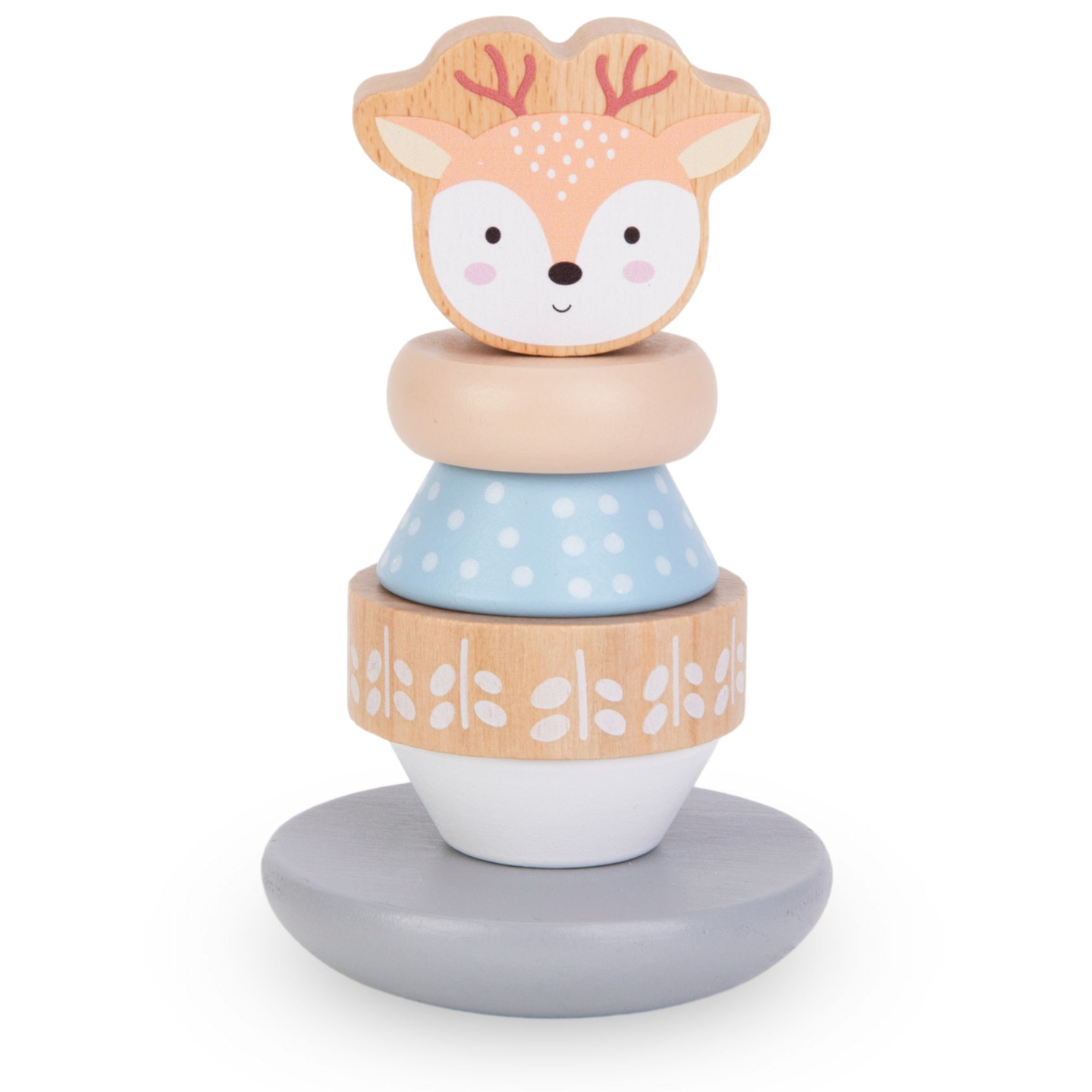 Sæt med trælegetøj - farverigt fletværk, pyramidehjort, sorteringspingvin