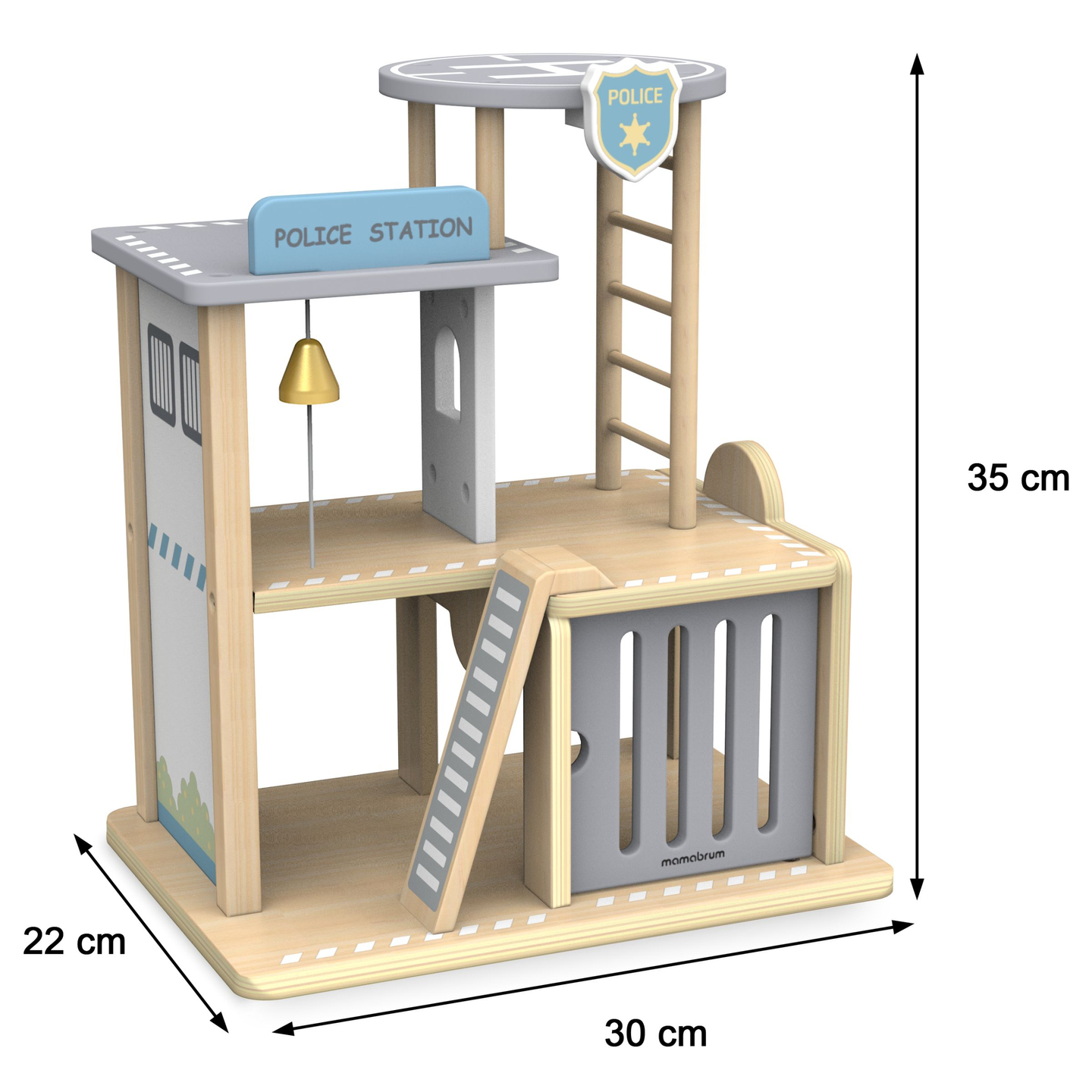 Politistation i træ med tilbehør