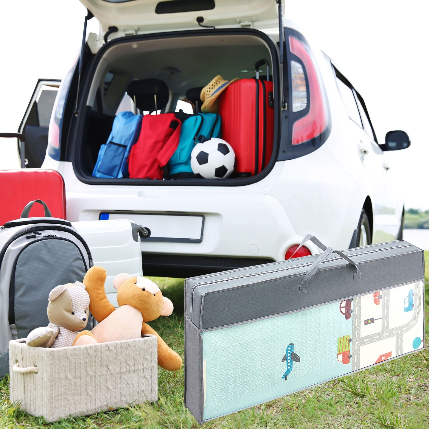 Dobbeltsidet skummåtte XXL - sammenfoldelig 1 CM (bjerg og vej)