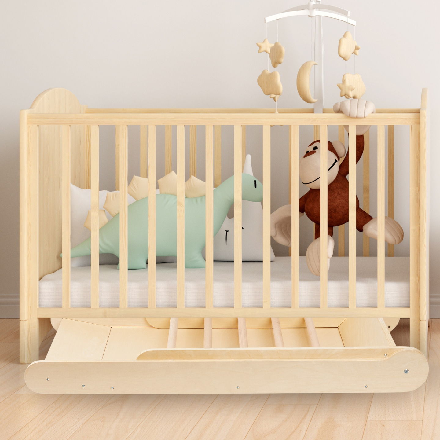 Rutsjebane i træ med stige til børn