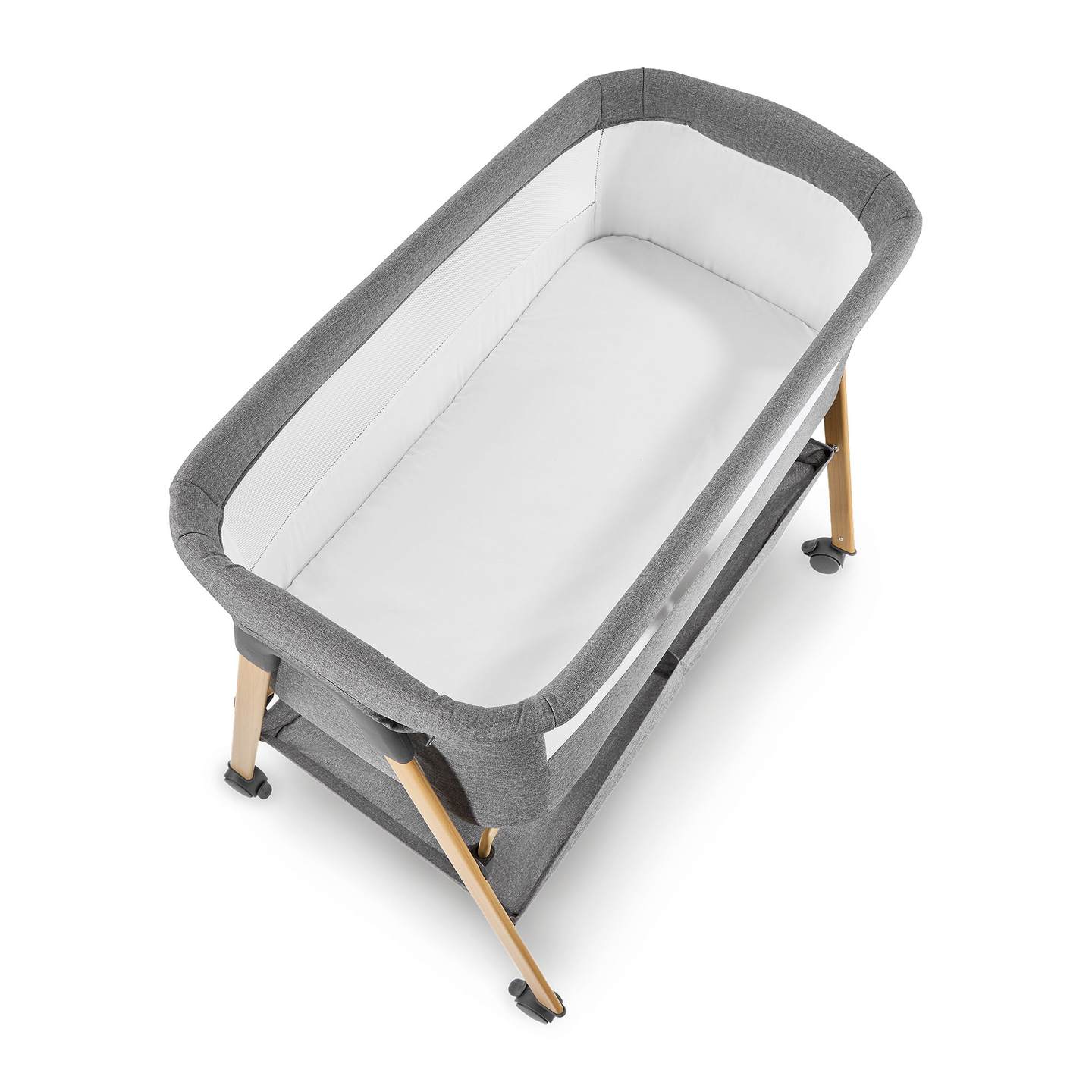 Babyseng, fritstående, rejseseng, vugge med madras - grå