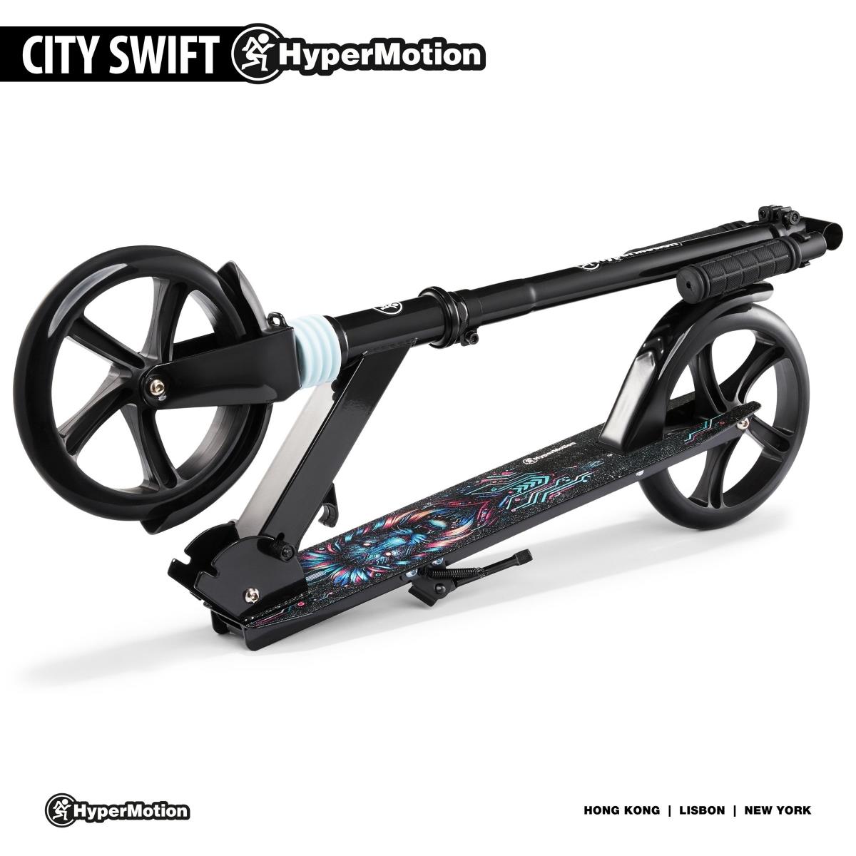 Tohjulet løbehjul til unge voksne - med støddæmper - Hypermotion CITY SWIFT Digital Lion - 100 kg