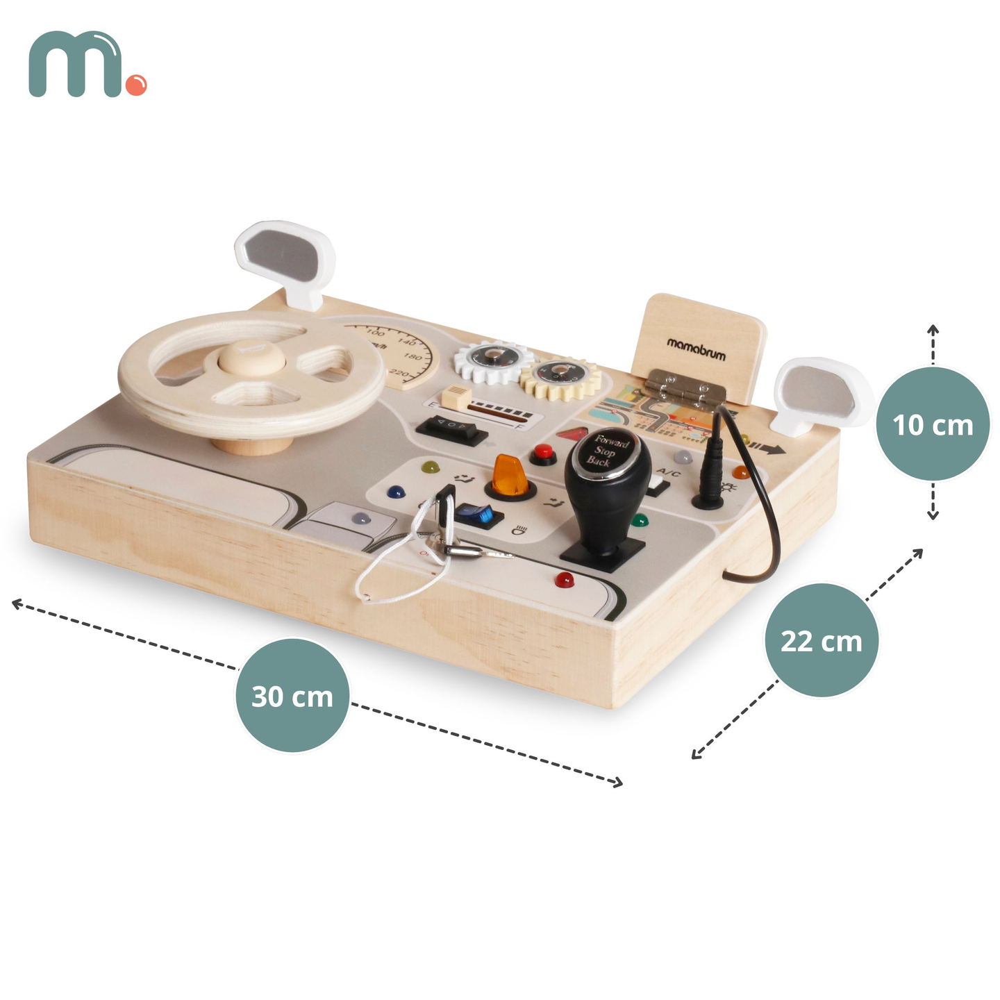 Montessori-legeplade i træ til små børn - bilens instrumentbræt