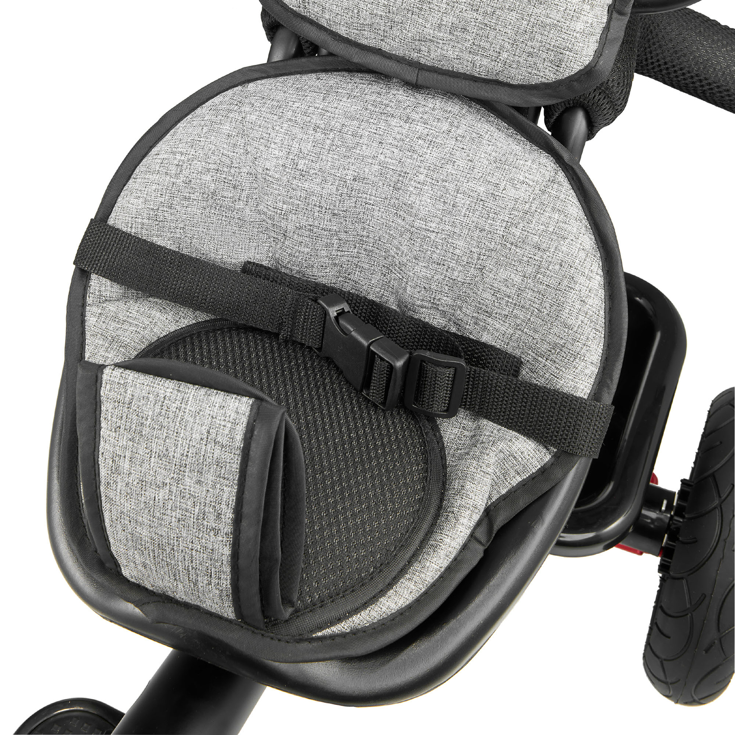 Trehjulet cykel til børn 1-4 år - TOBI FREY - grå farve - drejelig - pumpede hjul + skubber