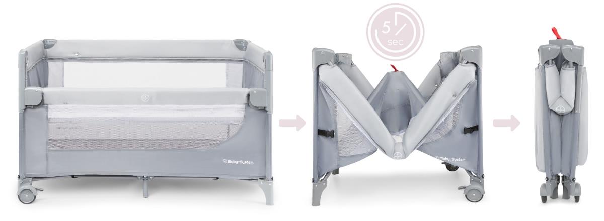 Closely 3-i-1-barneseng med puslebord, madras og bæretaske