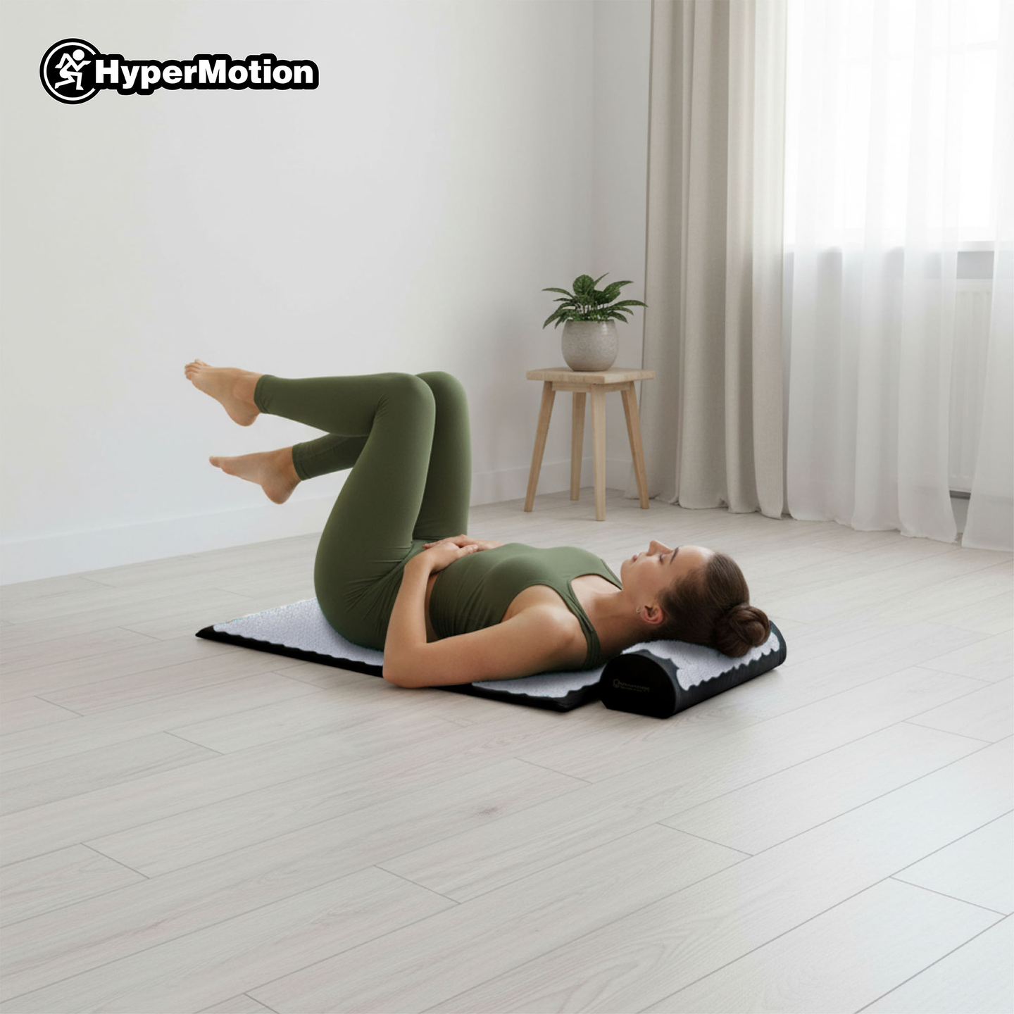 Akupressurmåtte med pude og betræk - 72 cm HyperMotion sort og hvid