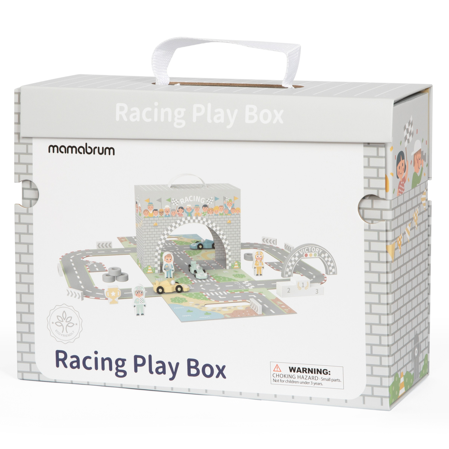 Magnetisk kuffert med racerbane, trækøretøjer og vejtilbehør