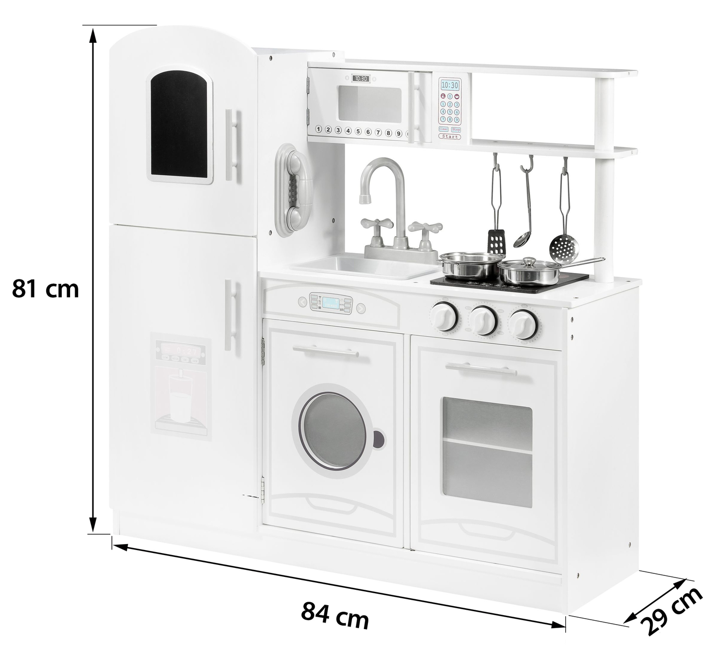 Stort hvidt køkkentilbehør og forklæde i træ