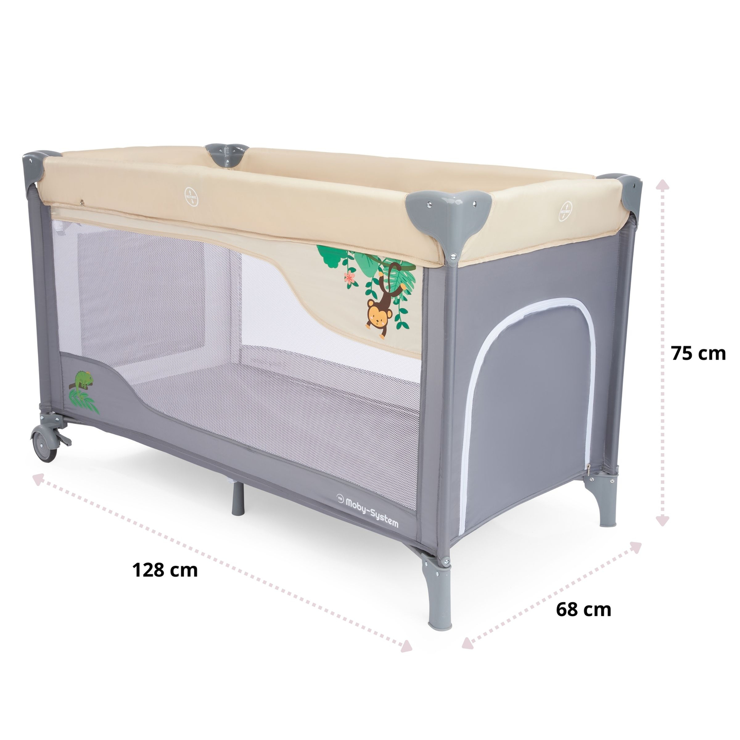 Rejseseng 0 - 36 m med puslebord + Moby-System HUXLEY kravlegård