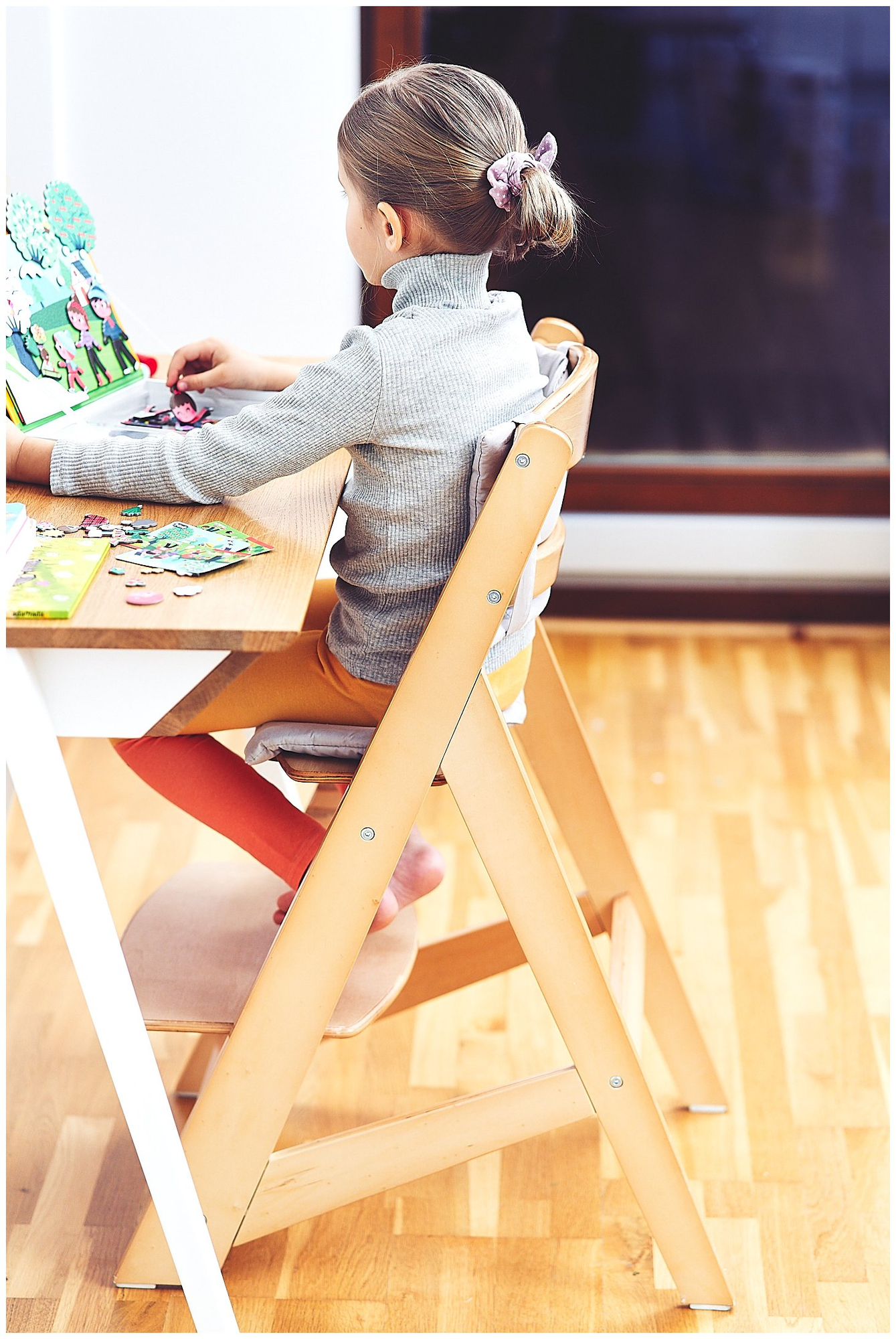 Træfodringsstol Moby-System WOODY - naturlig træfarve