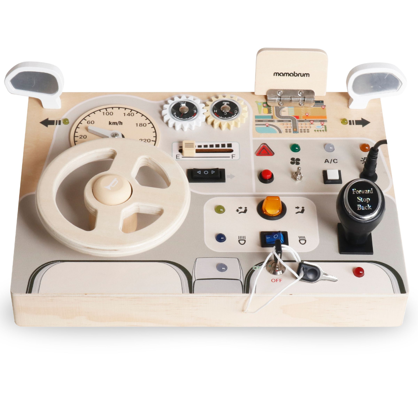 Montessori-legeplade i træ til små børn - bilens instrumentbræt