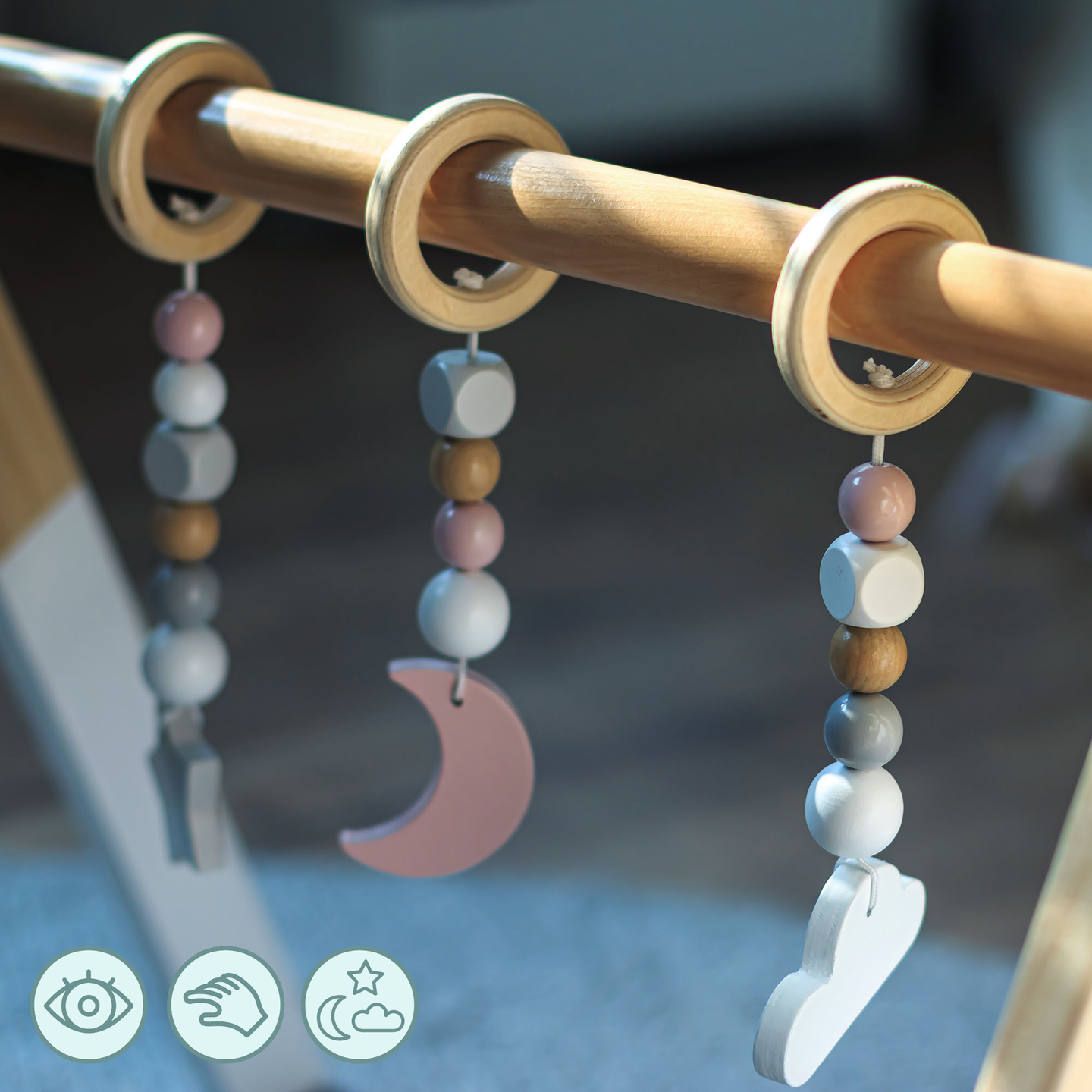 Baby Gym pædagogisk stativ i træ - hvid farve