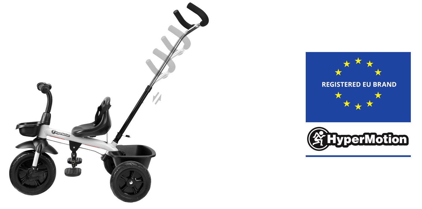 HyperMotion TOBI VECTOR trehjulet cykel - evigt oppustelige hjul + skubbebøjle. Farve: lysegrå.