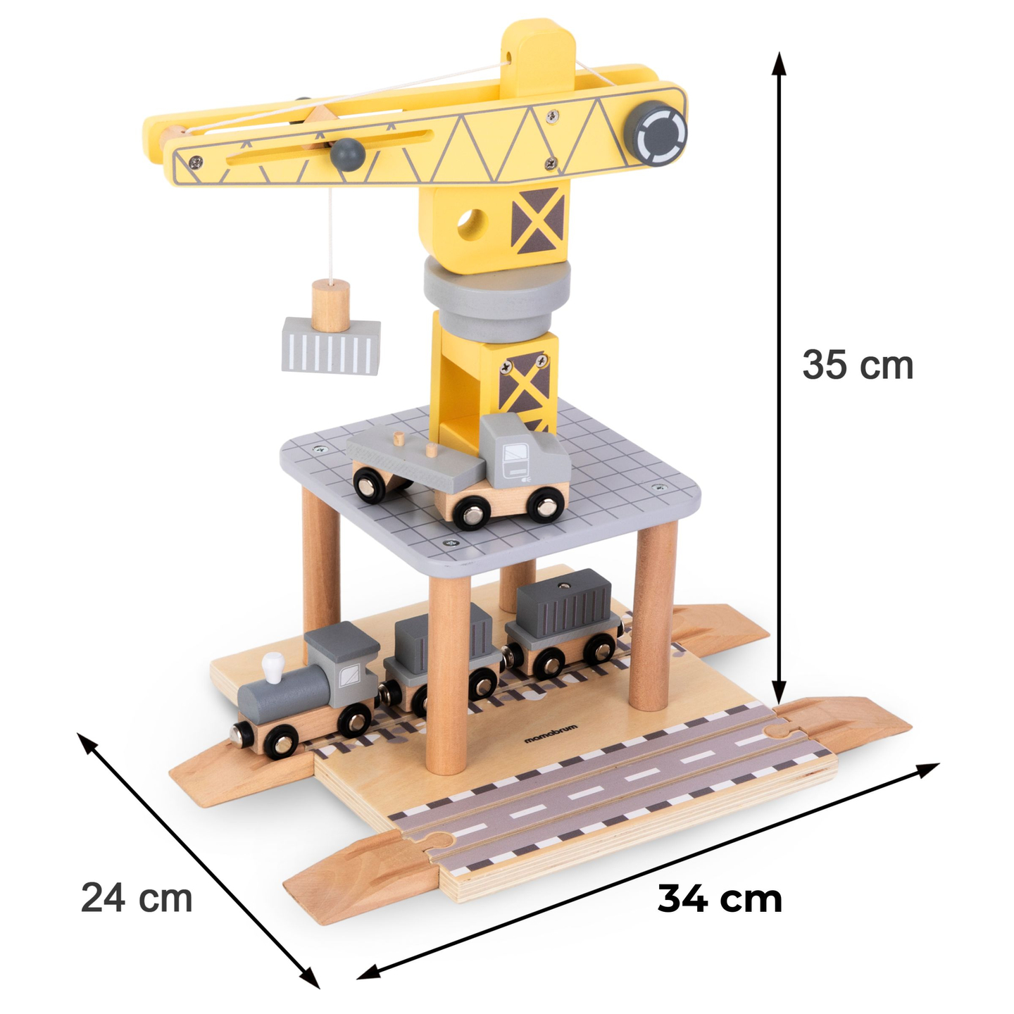 Mobil havnekran med magnetspil og tilbehør - sæt i træ