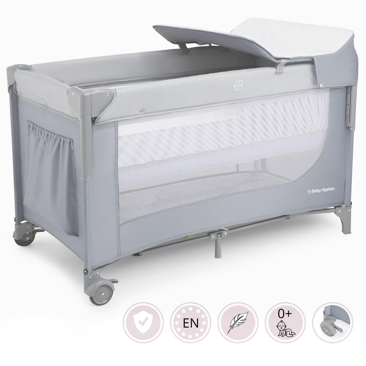 Closely 3-i-1-barneseng med puslebord, madras og bæretaske