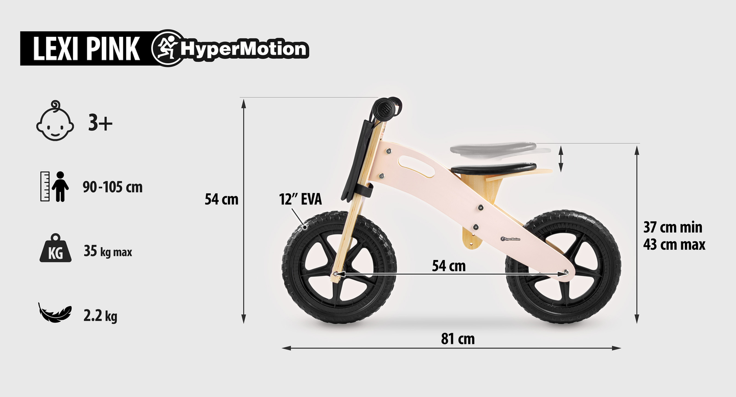HyperMotion LEXI træ joggingcykel - skumhjul, super letvægtscykel - pink