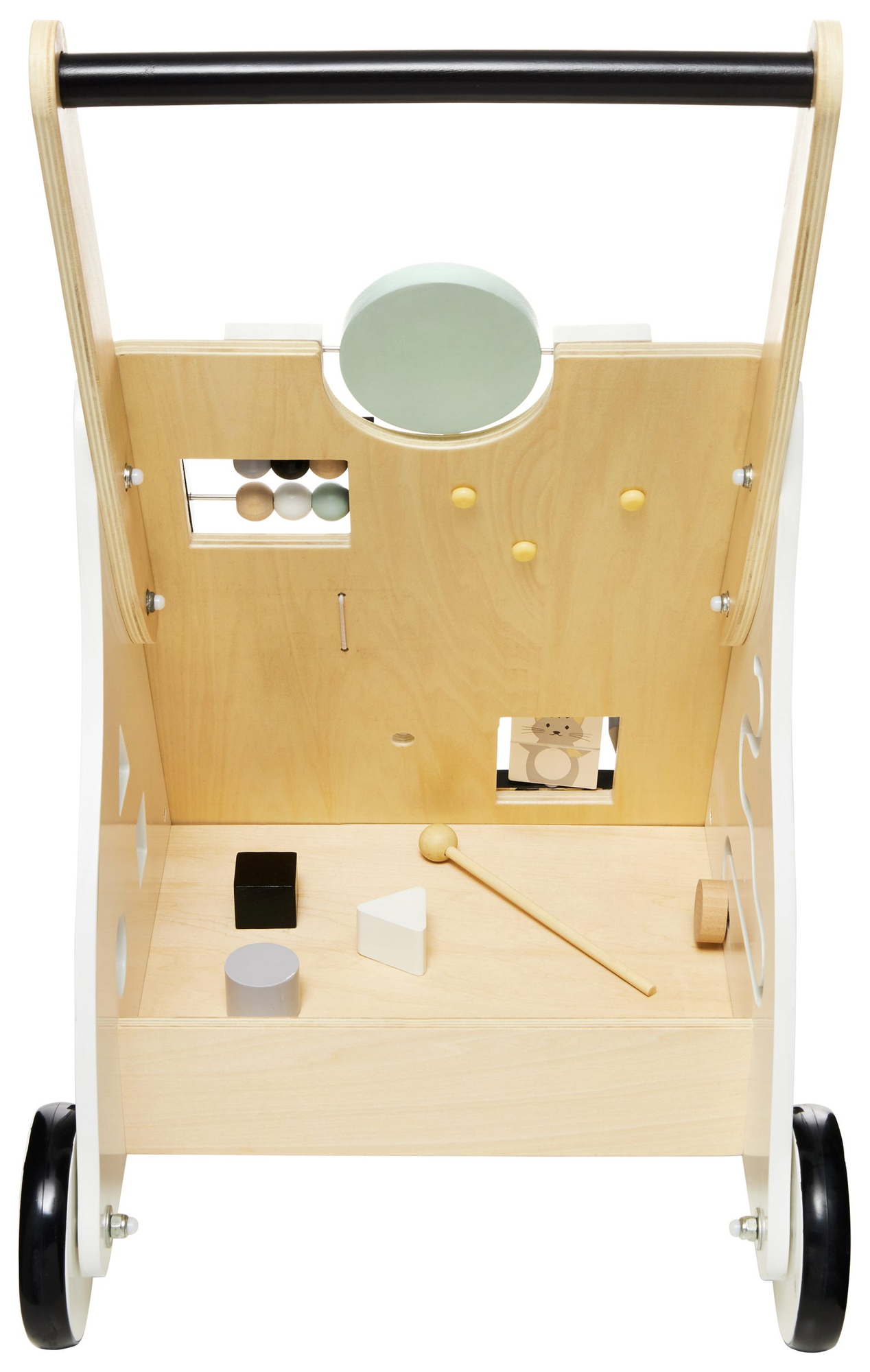 Træ, pædagogisk babywalker / klapvogn - manipulerende bræt