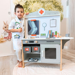 Lægeklinik i træ XXL - lægesæt med tilbehør