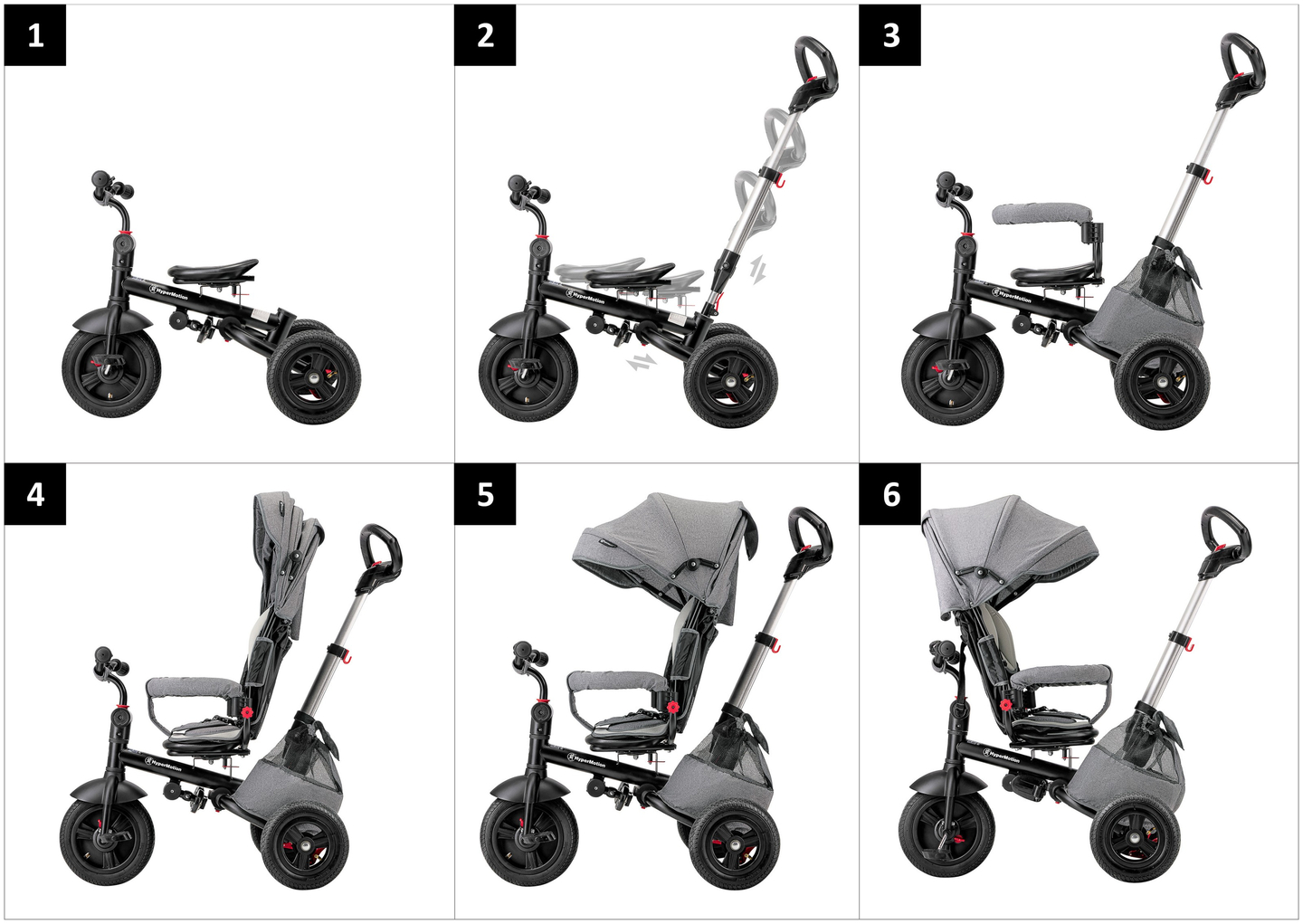 Tobi Velar trehjulet cykel + regnfolie - grå