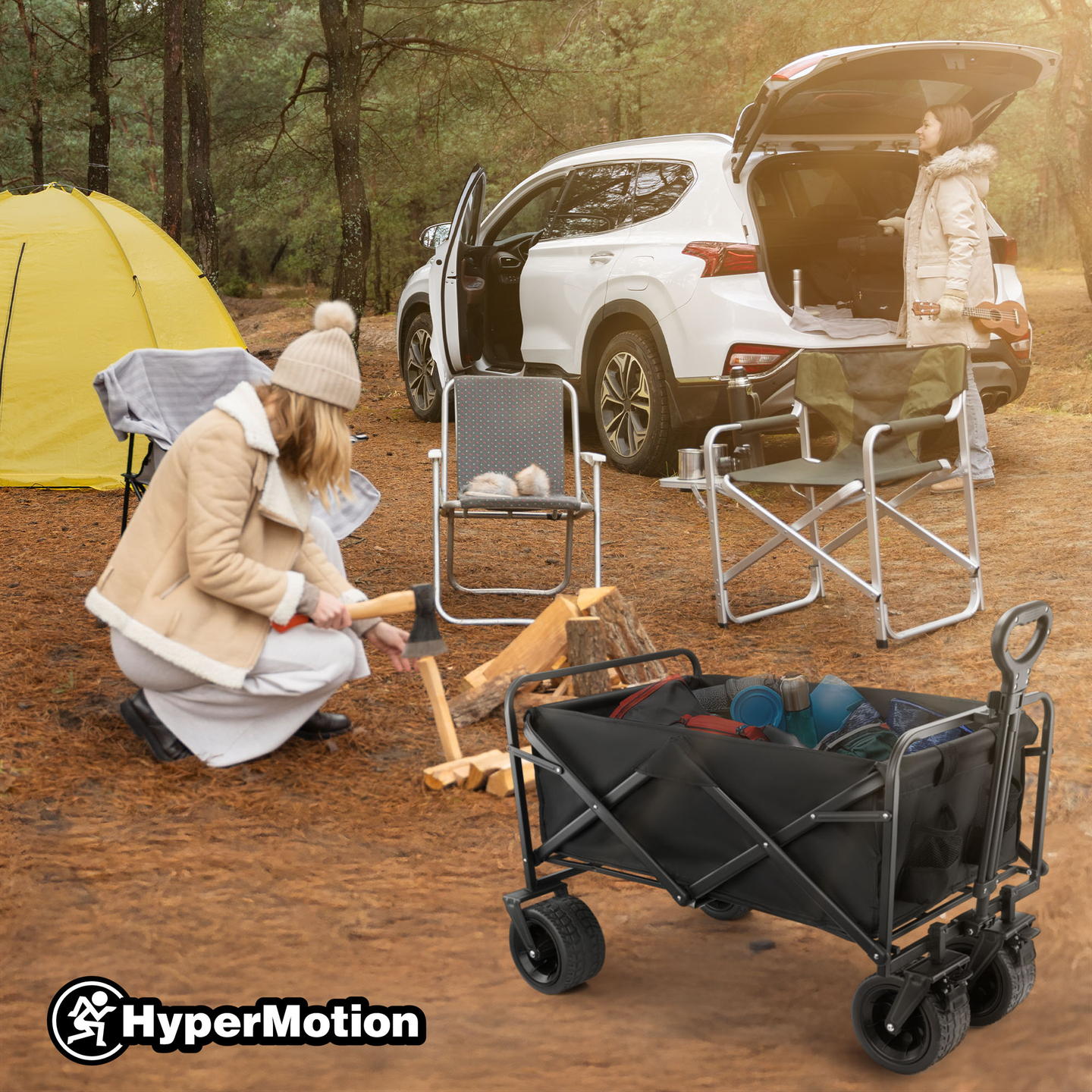 HyperMotion foldbar strandkørestol - sort, 120 kg