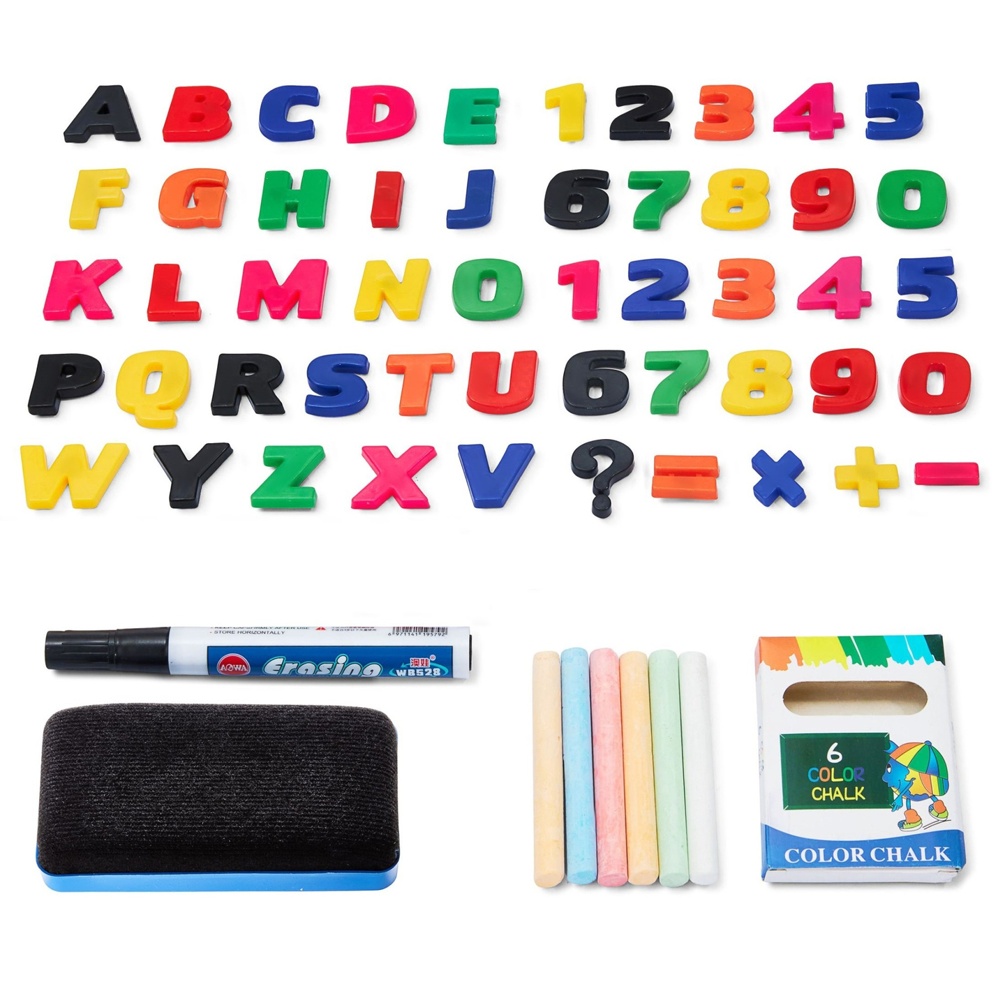 Stor pædagogisk dobbeltsidet tavle: magnetisk og kridttavle - tavle til tør udviskning, træ