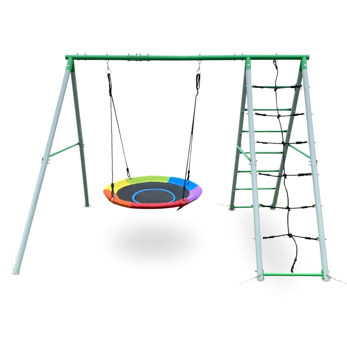 XL havelegeplads til børn med en storkerede gynge, stige og klatrenet