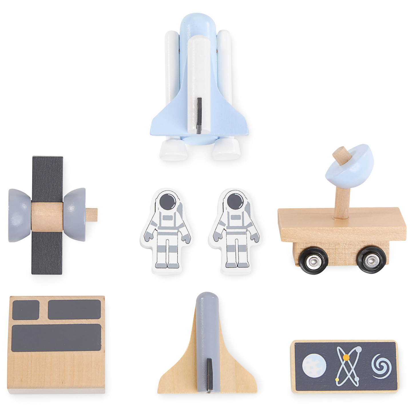 Stor rumraket i træ med tilbehør