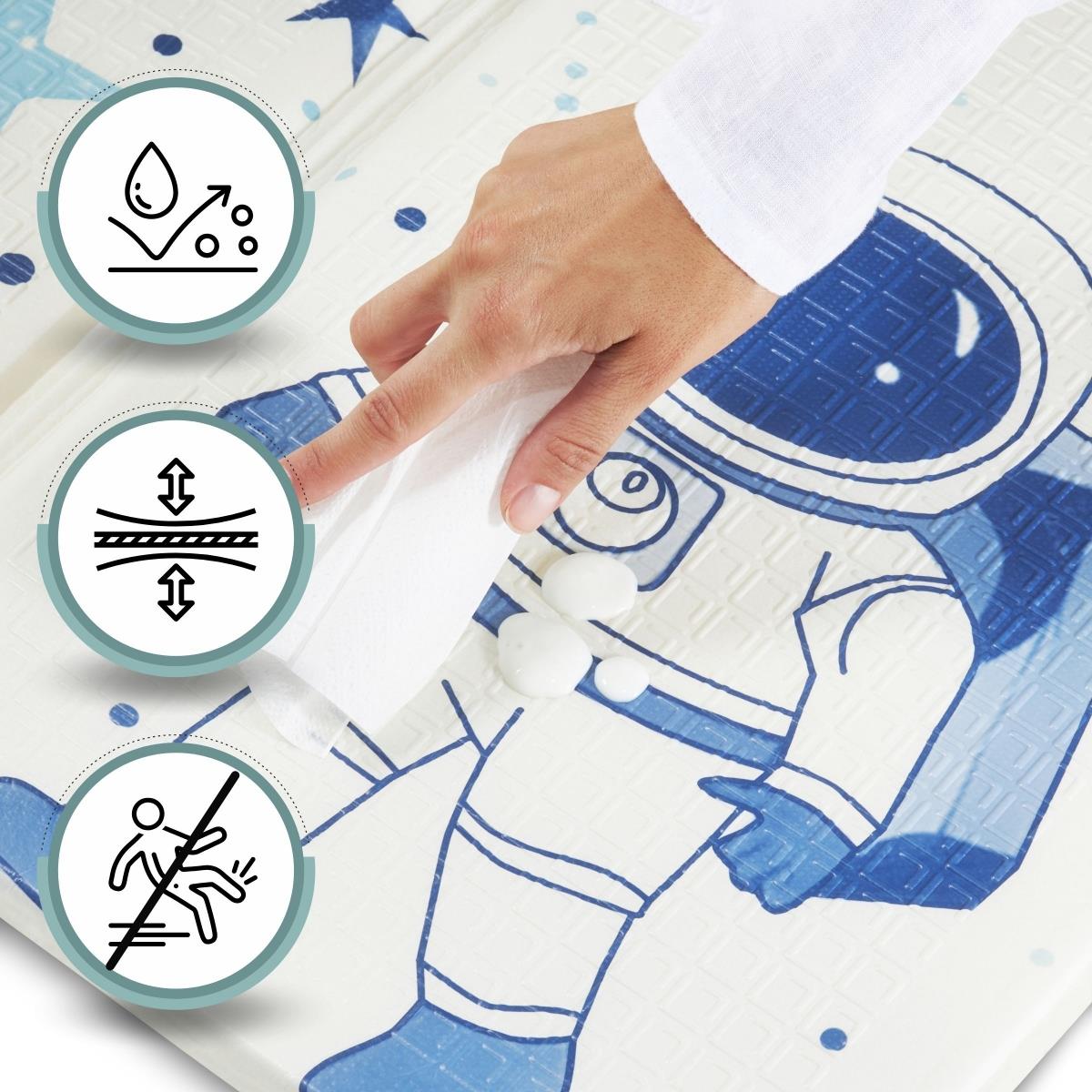 Dobbeltsidet foldbar skummåtte 180 x 120 x 1 cm - Cosmos/Geometriske trekanter