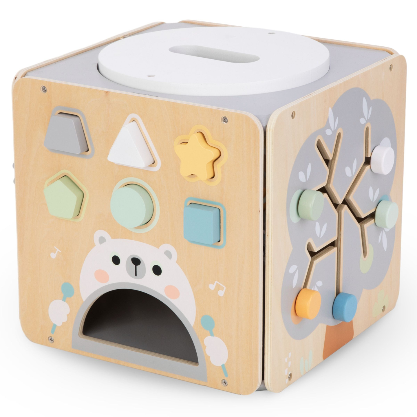 Stor aktivitetsterning i træ med løkke - Montessori