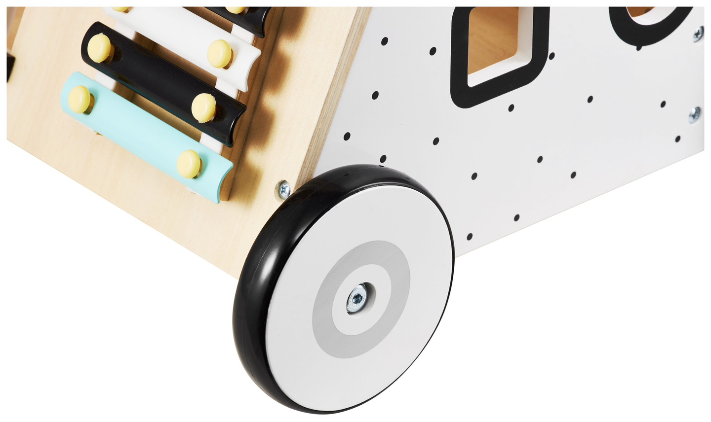 Træ, pædagogisk babywalker / klapvogn - manipulerende bræt