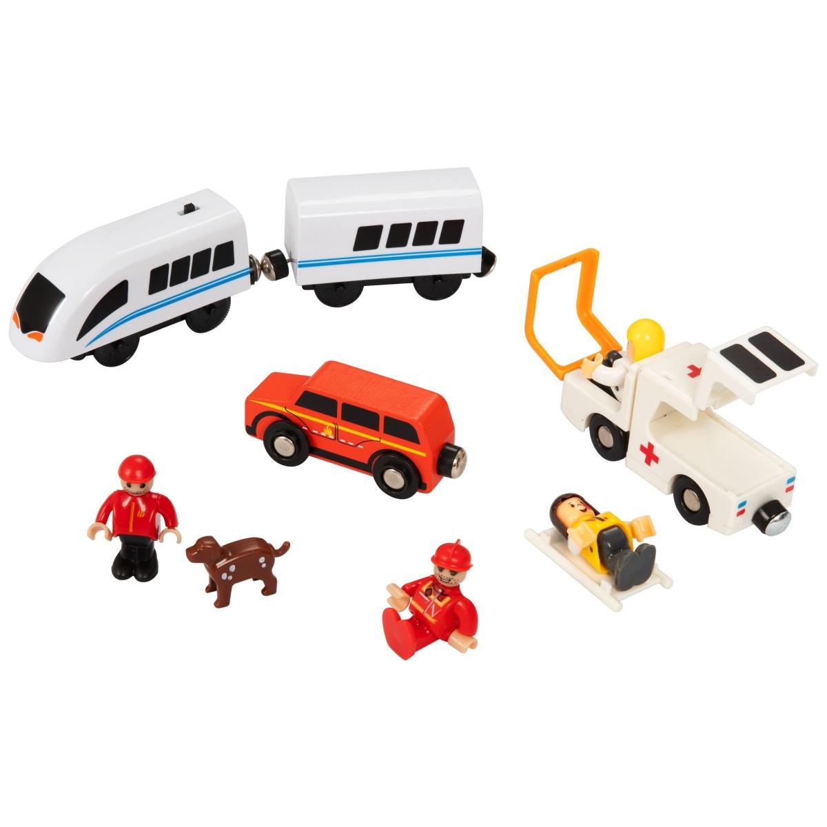 Træbane, batteridrevet tog - Brandvæsen, spor, biler, broer, barriere