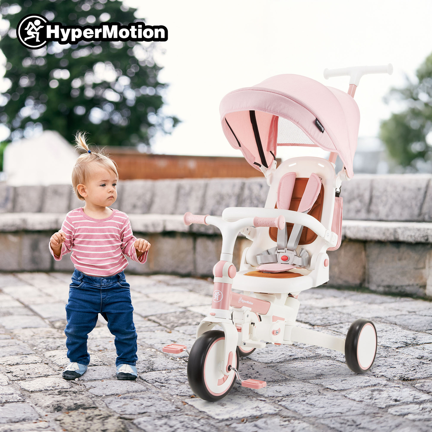 8-i-1 multifunktionel trehjulet cykel TOBI FOREST - pink