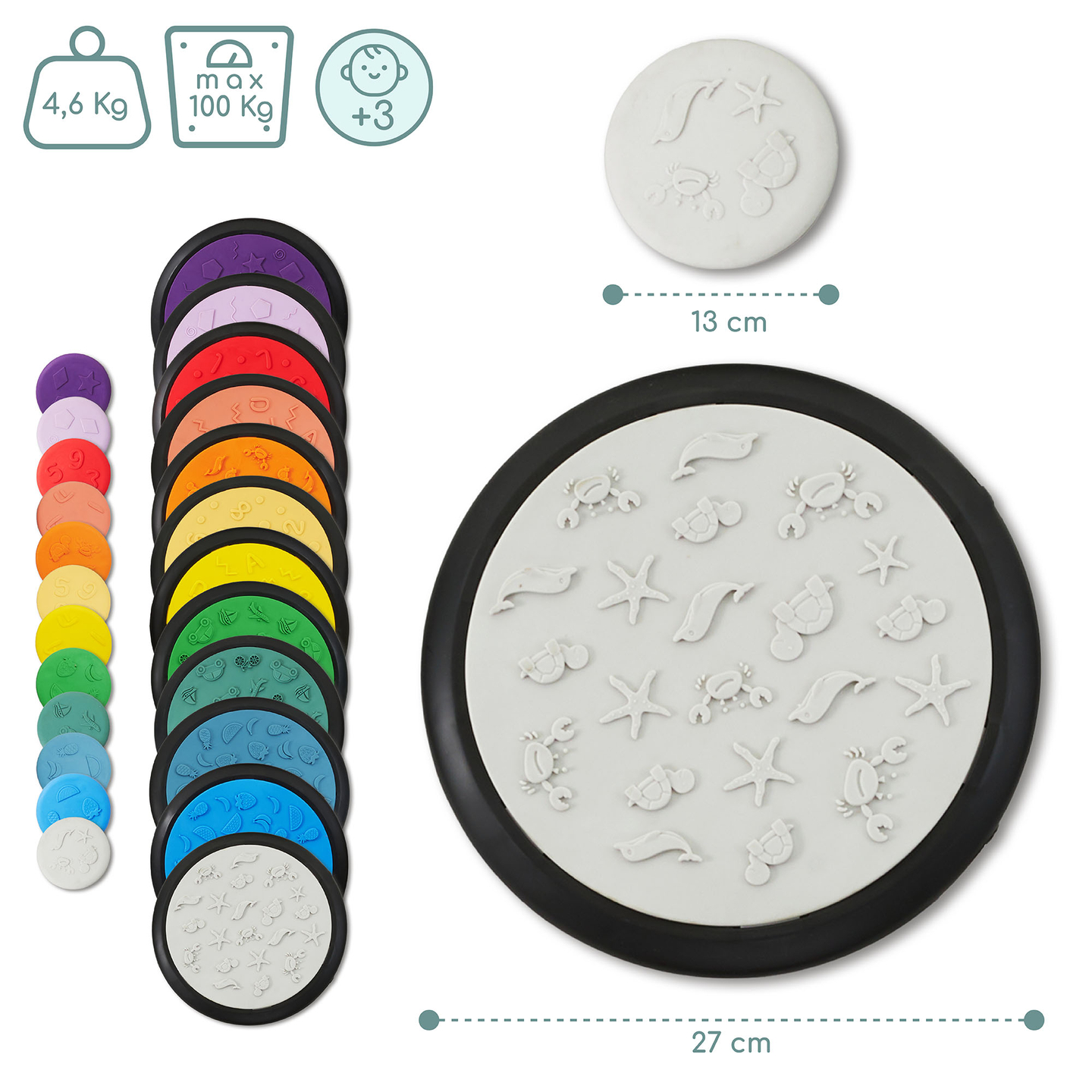 Farverige sanseskiver til børn - 24 stk