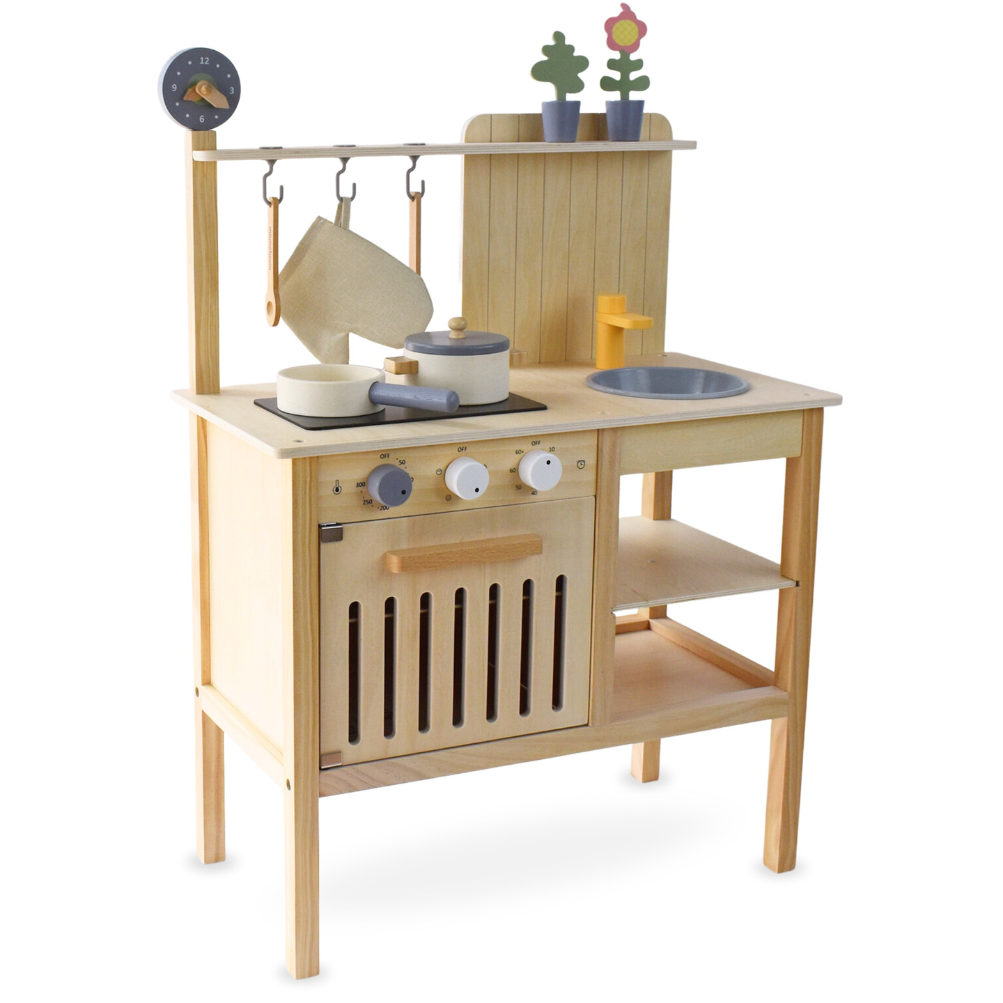 Havekøkken i træ med tilbehør - naturlig boho