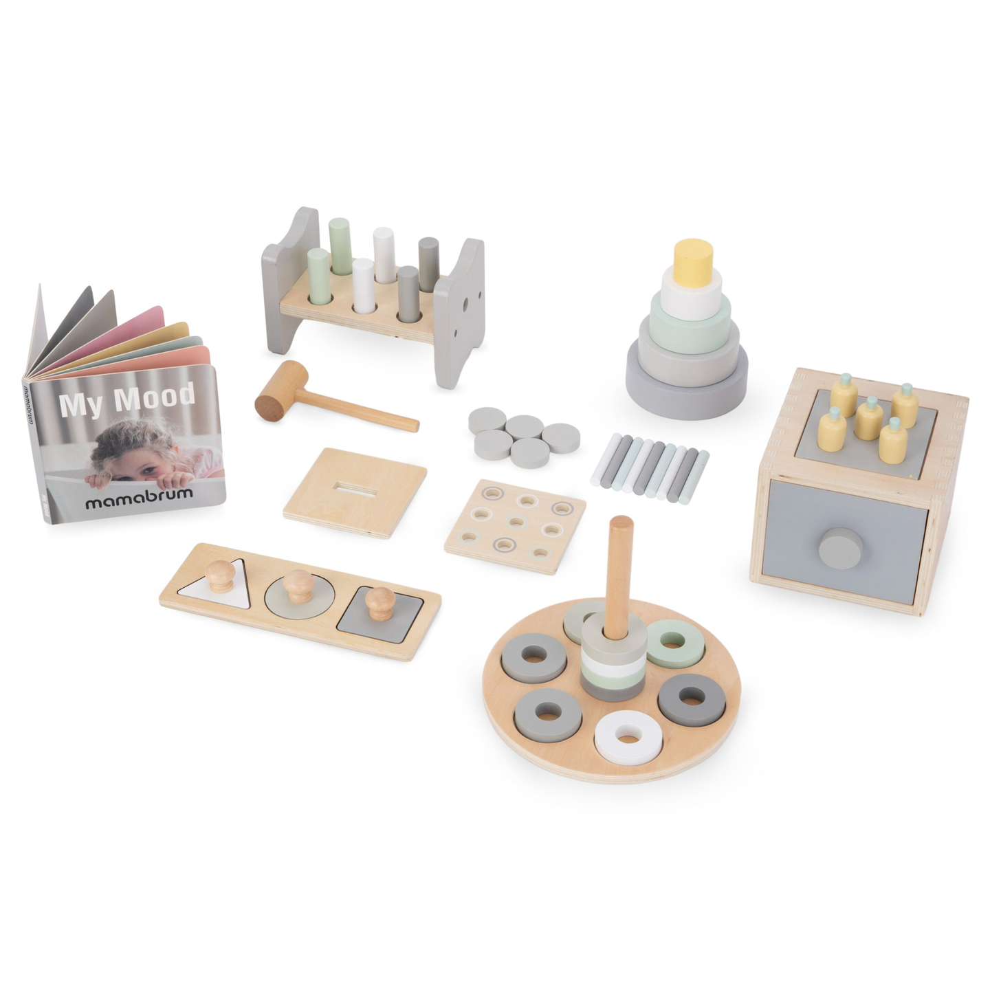 Montessoripædagogisk kasse til små børn - 6 stykker legetøj