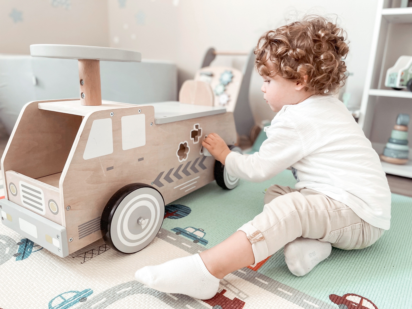 Træcykel, bil, bil med klodser