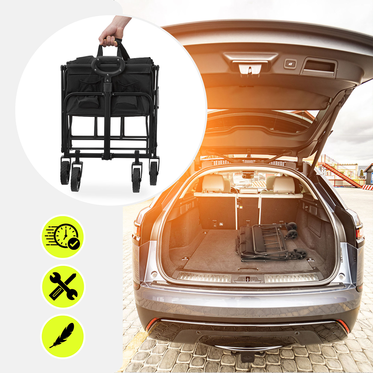 HyperMotion foldbar strandkørestol - sort, 80 kg