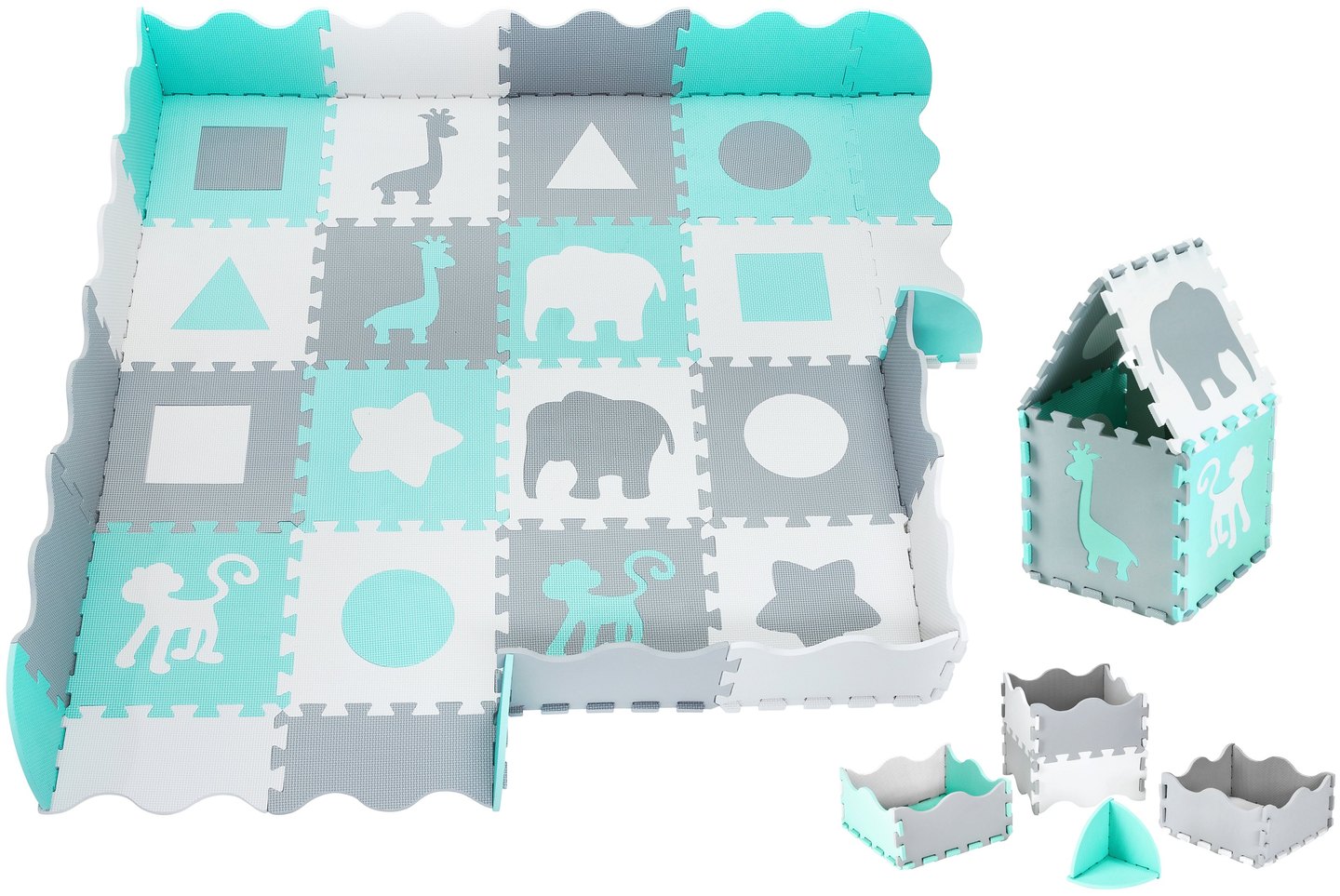 Skummåtte XL 150 x 150 x 1 cm med kant - EVA-skum - mint