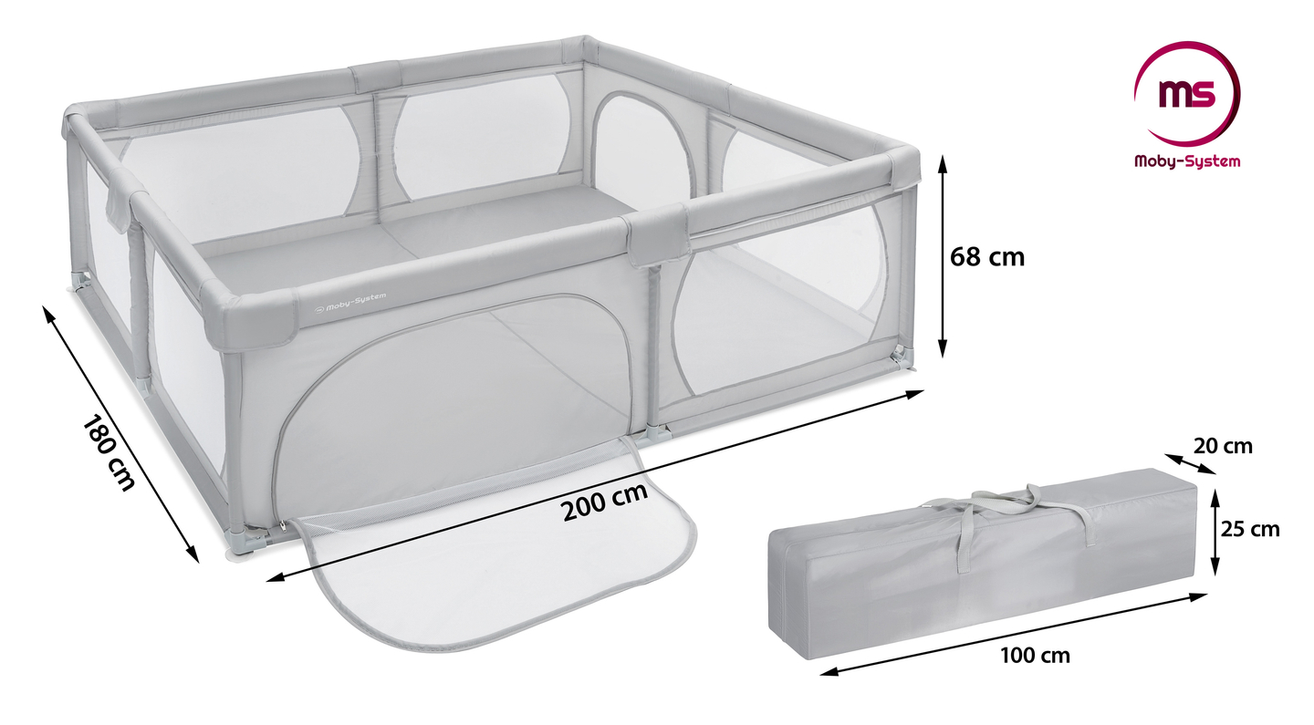 Stor løbegård 200 cm x 180 cm - baby legeplads, tørt bassin