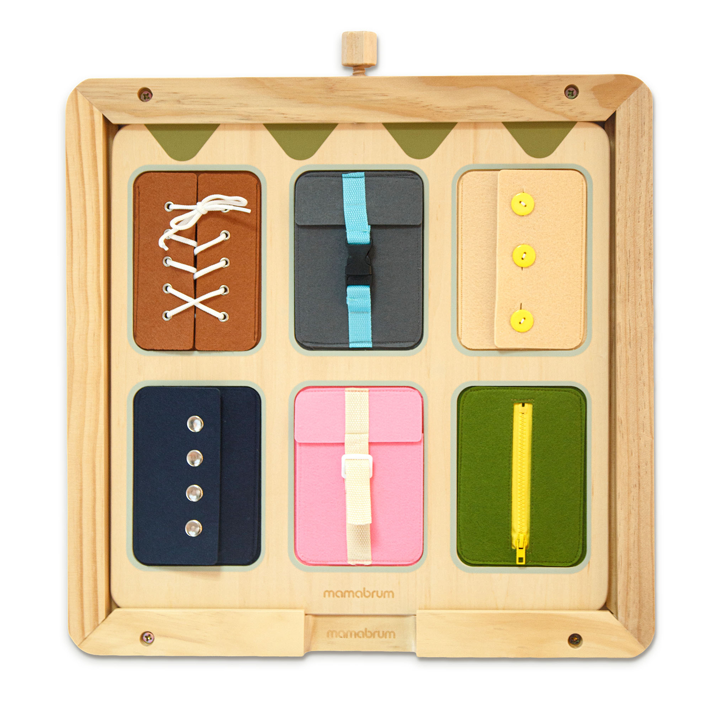 Montessori manipulationsbræt i træ – Sensorisk læring af uafhængighed – snørebånd, spænder, knapper, tryklåse, lynlås