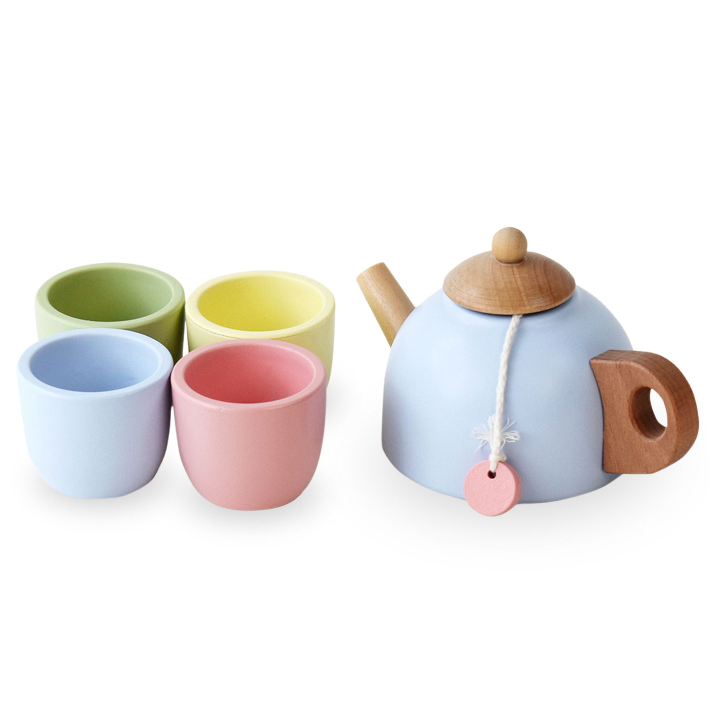 Tesæt i træ med bakke - 7 dele